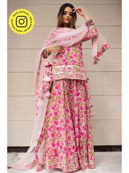 POMCHA - Tulsi Pink Cotton Hand Block Skirt (Set of 3)