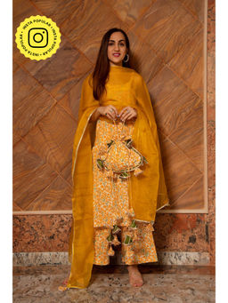 POMCHA - Ruhani Mustard Cotton Suit (Set of 3)