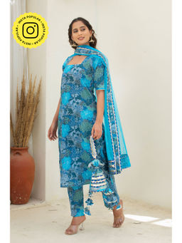 POMCHA - Chhipa Bazar Aabira Blue Gota Patti Kurta with Pant and Dupatta (Set of 3)
