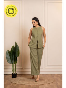 POMCHA - Sukoon Leaf Green Cotton Slub Co-Ord Sets