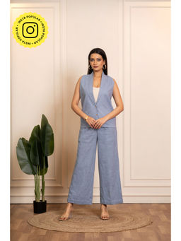 POMCHA - Sukoon Baby Blue Cotton Slub Co-Ord Sets