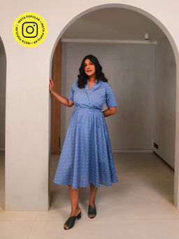 WHY SO BLUE - Polly Lapel Dress - Blue