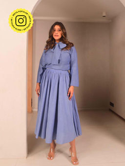 WHY SO BLUE - Blue Leni Solid Top and Skirt