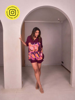 WHY SO BLUE - Purple Berry Printed Co-Ord Set