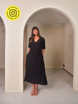 WHY SO BLUE - Womens Black Mia Long Dress