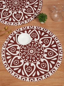 HOSTA HOMES - Hhctm1 Cotton Digitally Printed Centre Table Mat Brown-White