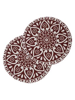 HOSTA HOMES - Hhctm1 Cotton Digitally Printed Centre Table Mat Pack of 2 Brown-White
