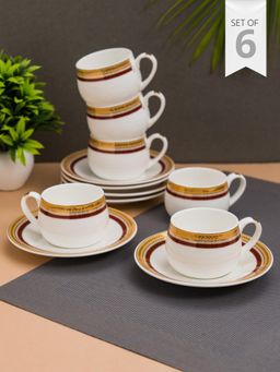 JCPL - Fine Ceramic Coral Aroma Coffee & Tea Cups and Saucer 160ml Each As3