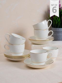 JCPL - Fine Ceramic Pyro Gold Line Coffee & Tea Cups and Saucer 180ml Each Pyro-110