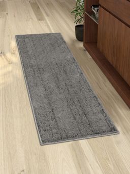 Saral Home - Neo Shaggy Yarn Anti-Skid Bedside Runner Mats-Dark Grey-45X120 Cm