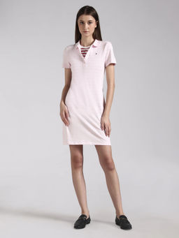 Tommy Hilfiger - Pink Cotton Collar Neck T-Shirt Dress