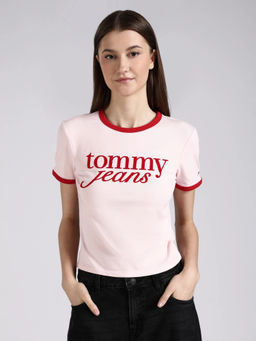 Tommy Hilfiger - Pink Logo Slim Fit Cotton T-Shirt