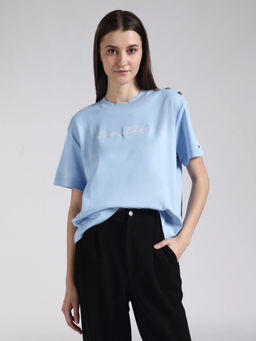 Tommy Hilfiger - Blue Logo Relaxed Fit Cotton T-Shirt