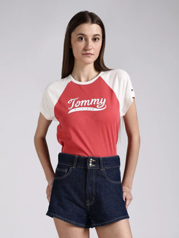 Tommy Hilfiger - Red Colorblock Regular Fit Cotton T-Shirt
