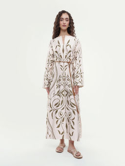 RAREISM - Floral Light Beige Women Dress