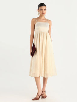 RAREISM - Vertical Stripes Off White Women Dress