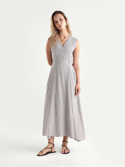 RAREISM - Textured Light Grey Women Dress