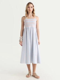 RAREISM - Mixed Stripes Light Blue Women Dress