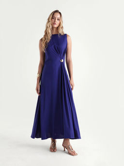 RAREISM - Solid Navy Blue Women Dress
