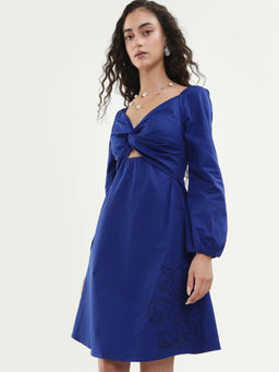 RAREISM - Solid Navy Blue Women Dress