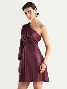 RAREISM - Solid Metallic Magenta Women Dress