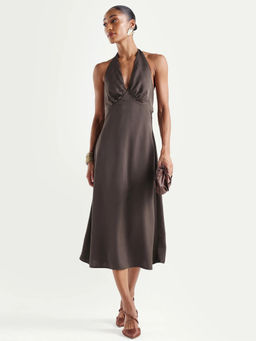 RAREISM - Solid Chocolate Brown Women Dress