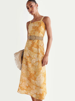 RAREISM - Floral Mustard Women Dress