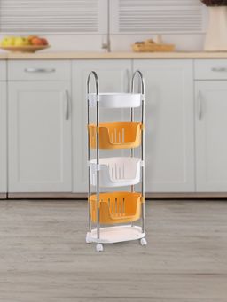 UMAI - Kitchen Storage Rack with Wheels Yellow & White