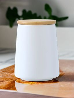 UMAI - Ceramic Jar with Bamboo Lid White 700ml