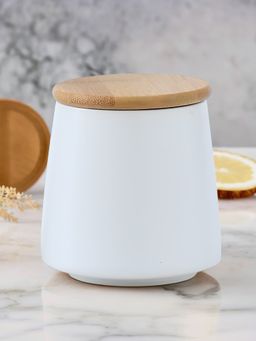 UMAI - Ceramic Jar with Bamboo Lid 500ml White
