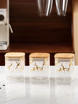 UMAI - Airtight Borosilicate Storage Jars with Bamboo Lids 400ml (Pack of 3)