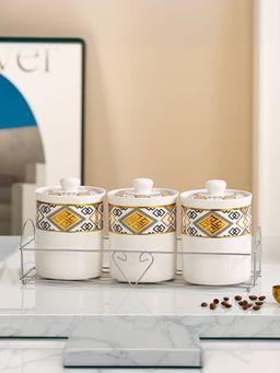 UMAI - Ceramic Jars with Ceramic Lid 700ml Multi-Color (Pack of 3)