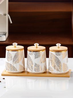 UMAI - Airtight Ceramic Jars with Bamboo Lids 280ml (Pack of 3)