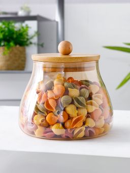 UMAI - Amber Glass Storage Jar with Bamboo Lid 500ml
