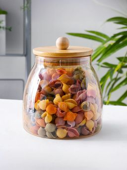 UMAI - Glass Storage Jar with Bamboo Lid 650ml Amber