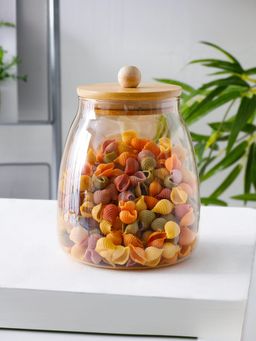 UMAI - Glass Storage Jar with Bamboo Lid (1000ml) Amber Glass