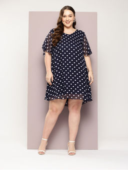 Qurvii - Navy Polka Mini Dress