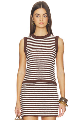 525 - Alessia Teddy Stripe Crew Neck Tank