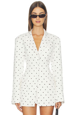 AFRM - Edel Blazer in Blanc Pin Dot