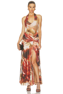 Bardot - Sariba Halter Mesh Midi Dress