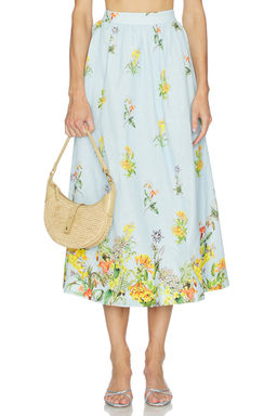 HEMANT AND NANDITA - Hemant & Nandita Blue Linen Blend Midi Skirt