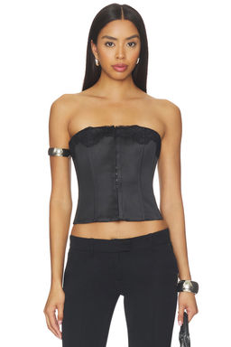 GUIZIO - Jean Lace Trim Satin Corset