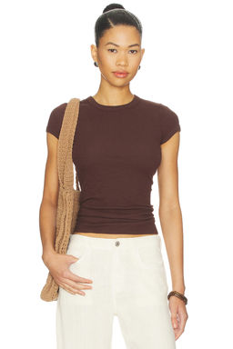 Enza Costa - Textured Rib Cap Sleeve Crew T-Shirt