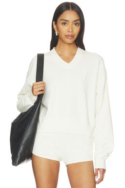 Eterne - Lightweight French Terry Cropped V-neck Sweatshirt