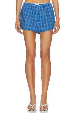 FAITHFULL THE BRAND - Leya Short in Flor Check Cobalt