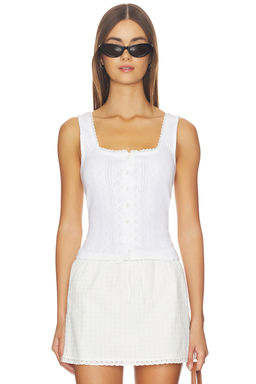 Good American - The Pointelle Button Down Tank Top