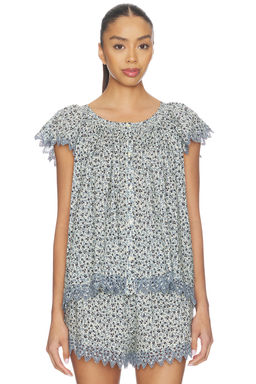 The Great - The Flutter Sleeve Eyelet Top