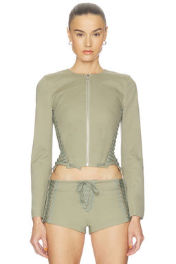 HAELO - Lace Up Jacket in Surplus Khaki