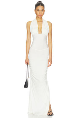 Indah - Amanda Solid Halter Maxi Dress