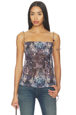 Jaded London - Print Open Back Top With Beads